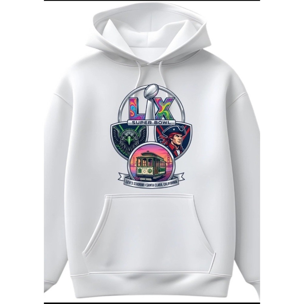 Super Bowl Lx Nfl 2026 Black Hoodie San Francisco Adult White XL‎